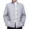 Vestes pour hommes 2022 Automne Style chinois Coton et lin Manteau Veste ample pour hommes Couleur unie