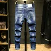 Jeans da uomo Lettere da uomo Ricamo Jeans denim elasticizzati dipinti Streetwear Pantaloni slim dritti alla moda Pantaloni T221102