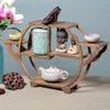 Dekorativa figurer Antik hyllor Trähantverk Duobao Pavilion Crafts Display Stand Study Tea Table Decoration Solid Wood