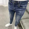 Men's Pants Wholesale 2022 Korean Fashion Men Street Wear Washed Blue Mens Jeans Regular Fit Man Stretch Casual Denim Trousers