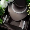 Ketting oorbellen set hibride luxe 2 stks bruids zirkonia voor vrouwen dubai nigeria cz kristal bruiloft sieraden n-1031