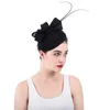 Devekuşu Tüy Disk Büyüleyici Sinamay Yay Fildişi İnci Fascinator Hats Ladies Partisi Moda Mücevheli Vintage Saç Klipler