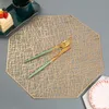 Noordse stijl tafelplaats matten uitgehold rond gouden zilveren PVC trouwtafel placemats