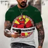 Moda Vintage 3D Baskı Erkek Tişörtleri T-Shirt Yaz Büyük Boy Kısa Kollu
