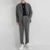 Men's Suits Blazers IEFB Two Pieces Set Simple Light Mature Loose Long Sleeve Coat Pants Green High Quality 9Y8066 221101