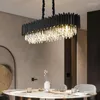 Żyrandole nowoczesne luksusowe żyrandol do salonu długi stół jadalny Wyspa kuchenna Indoor Black Crystal Lampa wystrój domu