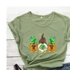 St. Patricks Day Tops Lucky Shamrock Gnomies T-Shirt Renkli Sevimli Gnomes Gömlek