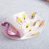 Tasses Soucoupes Creative 3D Fabriqué À La Main En Porcelaine Émail Paon Café Ensemble avec Soucoupe Et Cuillère Présent En Céramique Thé Eau Plat Cadeau