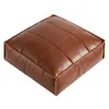 Pillow Moroccan PU Leather Pouf Floor Oil Wax Skin Embroider Craft Ottoman Futon Cover Artificial Unstuffed