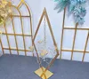 6st Ny bröllopsfest dekoration props metall diamant ram hängande kristall akryl hängande ljusstakar bröllop huvudbord layout
