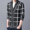 Men's Sweaters Men Coats Stripe Long Sleeve Knitting Thermal Cardigan Turn-down Collar Jackets For Sweater Male Clothes Chaquetas