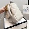 Dames messenger flap lederen gouden ketens bakken schoudertassen luxe ontwerper Qulited 25 cm beige handtassen zwarte gezwollen crossbody handtas dame mode schattige portemonnees