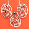 Collier Boucles d'oreilles Ensemble Fleur Fleurée Multi-couleur Morgane Morganite plaqué Argent Boucle d'oreille S8529