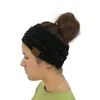 Kvinnor Autumn Winter Ponytail Beanie Hats Solid Color Lady Stretch Sticke Crochet Beanies Hat Cap f￶r kvinnor