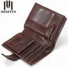 Carteras para hombre, monedero corto Retro de cuero genuino, cuero vacuno de calidad, tarjetero, bolso Vertical para hombre L221101