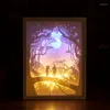 Veilleuses 3D papier Art Sculpture lumière boîte romantique atmosphère lampe colorée pour chambre Couple rencontres décoration de la maison