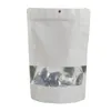 화려한 알루미늄 호일 mylar bag 음식 보관 가방 교수형 구멍 검은 흰색 셀프 씰 스탠드 업 파우치 가방 창 lx4783