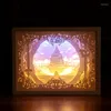 Night Lights Carving Art 3D Paper LED Desk Table Lamp Bedroom Bedside Christmas Holiday Decor Birthday Gifts