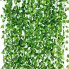 Decorative Flowers 12 Strands Artificial Plants Green Lvy Leaves Grape Vine Fake Home Wedding Decoration Diy Wreath Flower