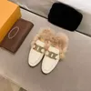 Women's flat sole Fuller slippers Fashion round head hardware surround designer office Party shoelace box 35-41