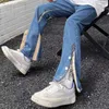Mäns jeans 2022 Nya mode Ankel Zipper Blue Baggy Men Flare Jeans Pants Elegant Korean Casual Women Straight Denim Trousers Y2K Masculino T221102
