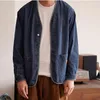 جاكيتات الرجال عتيقة V-Neck Denim Jacket Men Men Malles Mashion Solid Slig