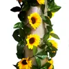 Fleurs décoratives 1 pièce 225cm fausse couronne de tournesol jaune vignes florales ornement d'arc de mariage en soie décor à la maison Pots de fleurs