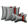 2PC Luxury Linen material car headrest pillows Breathable Auto Car Neck Rest Headrest Cushion Pillow Four seasons back leather universal gray