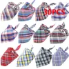 Dog Apparel 30/50 Pcs Plaid Bandana Lot Pet Saliva Towel Bibs Scarf Cotton Adjustable Puppy Kerchief Accessories Thin Style