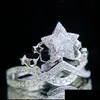 Cluster Rings Cluster Rings Qluxury Sier Color Female Ring Classic Crown With Star Zircon Stone Wedding Accessories Jewelry 2022Clus Dh7Pm