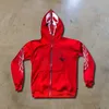 Heren Hoodies Sweatshirts Red Volledig Zip Hoodie Sweatshirt Grappige Spider Web Print Hip Hop Aesthetics Y2K O Kleding Hoodie Streetwear Vintage Street Sty 1011H2222