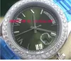 Lüks İzle Erkekler Roman Bigger Diamond Çerçevesi Siyah/Mavi/Yeşil Dials Sandık 41mm Otomatik Moda Erkekler Saatler Bilek saati