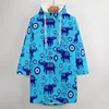 Gabardinas para hombres Elefante Mal de ojo Cortavientos Hombre Amuleto azul Estampado Largo Recto Grueso Calle Moda Gráfico Chaquetas de invierno a prueba de viento