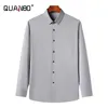 Herrkl￤nningskjortor Rhinestone toppkvalitet 2023 Spring Autumn Men's Ice Silk No Trace Casual Button Up Slim Fit