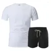 Herrbanor Solid Casual Set Män kläder Bomull Summer Cool Sportwear Sweatsuit Manlig sportdräkter Make Loose Short Sleeve and