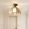 Pendant Lamps European Style Copper Small Ceiling Lamp Creative Fashion Solder Glass Light Room Balcony Entrance Chandelier