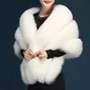 Dames bont faux fur hjqjljls 155x40 cm oversized witte bruids bruidsjacht vrouwen faux bont donzige zachte bruiloft cape dikke warme sjaaljas jas T221102