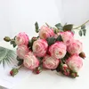 Decorative Flowers Long Bouquet Rose Artificial Autumn Retro Fake Floral Home Wedding Garden Decor Accessories Bedroom Living Table Arrange