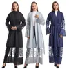 Abbigliamento etnico 2022 Caftani per donne musulmane Nero Abaya Dubai Donna Kimono Ricamo Abaya Abiti da preghiera aperti davanti