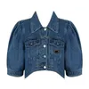 Élégant Denim court automne printemps Style mince veste femme manteau de créateur avec bouton lettres vêtements classiques taille S-XL