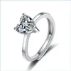 Ringos de cluster an￩is de cluster anel de formato de cora￧￣o para mulheres Allmatch J￳ias 925 Sier banhado a diamante ajust￡vel Casal de abertura DHDNH