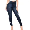 Jeans feminino Feminino Jaycosin Roupas magras damas de cintura alta Bordado de flor As calças jeans de jeans slim calças lápis