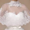 Witte bruiloft geborduurde kant tule sjaals licht luxe mouwloze kant schouderschouder wikkel wrap voor bruiden en bruidsmeisjes