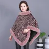 Dames bont faux bont mode luipaard zachte faux konijn bont poncho jas dikker warme pluizige voering pullover cape dames winter nieuwe wraps sjaal bovenkleding t221102