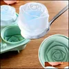 Utensili per gelato Stampi per sile con coperchio 4 fori Forma di fiore di rosa Vassoio cubo riutilizzabile Accessori da cucina Strumento per gelatiera 220610 Dhroq