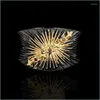 Ringos de cluster An￩is de cluster Inspiration Crafts estilo embutido estrela geom￩trica forma preta anel de ouro twotone retro punk sier jewe dhox2