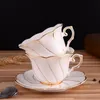 Koppar tefat handmålade guldben återanvändbar espresso europeisk eftermiddag svart te kaffekopp high end tasse café mugg maträtt set porslin