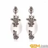 Boucles d'oreilles pendantes 16x32mm perles de pierre ovales bijoux en argent tibétain longue femme pour les femmes cadeau