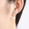 Nieuwe zoetwaterparl Love S925 Silver naald Stud -oorbellen vrouwen sieraden Koreaanse micro set zirkoon prachtige oorbellen accessoires Valentijnsdag cadeau