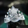 Cluster Rings Cluster Rings Qluxury Sier Color Female Ring Classic Crown With Star Zircon Stone Wedding Accessories Jewelry 2022Clus Dh7Pm